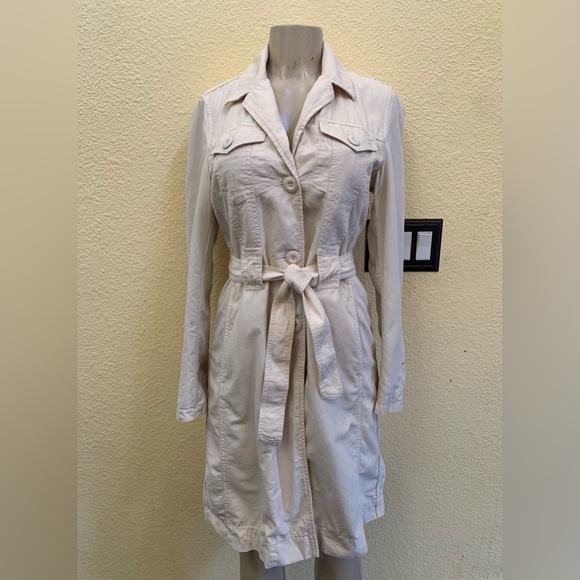 VTG Krizia Jeans Size US 8 Cream Color Single Breasted Trench Coat - Picture 2 of 12